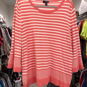 JONES, coral stripe sweater, size 1xl